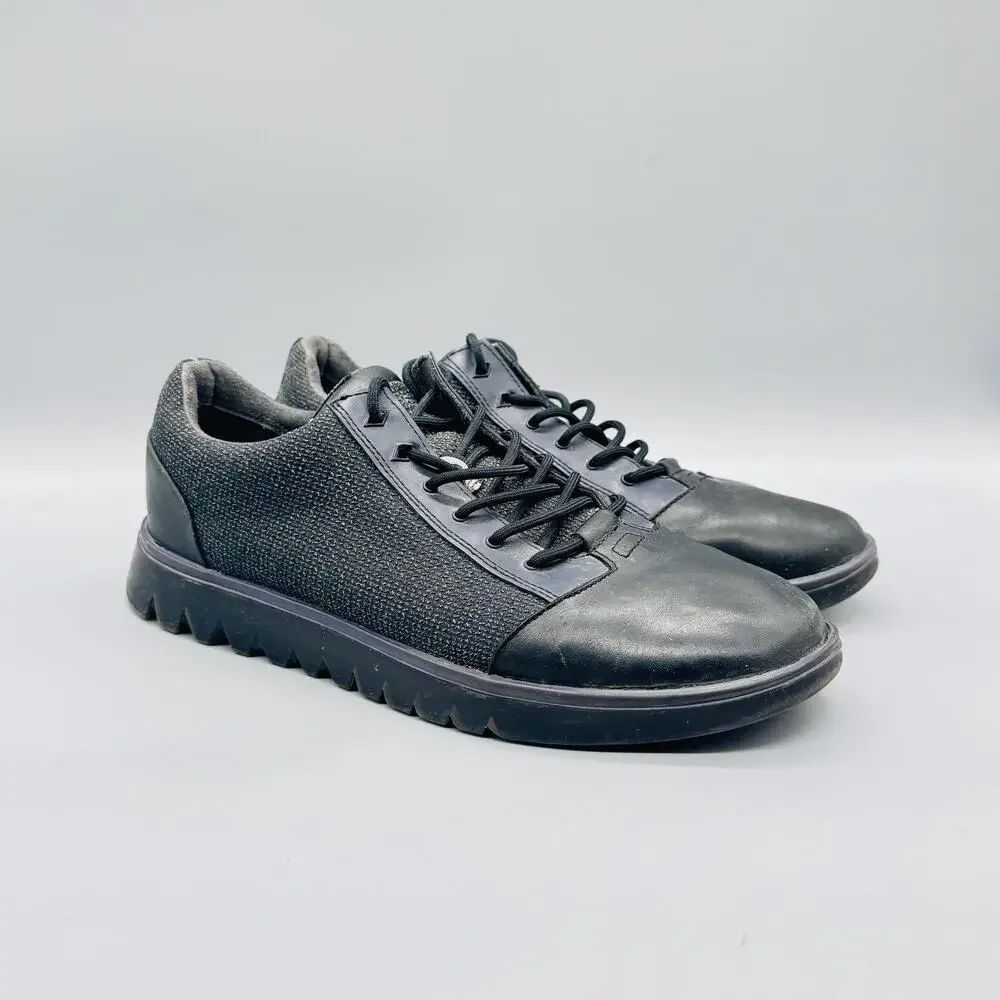 Camper Shoes Mens 9 Black Leather Textile Low Top Casual Sneakers Comfort